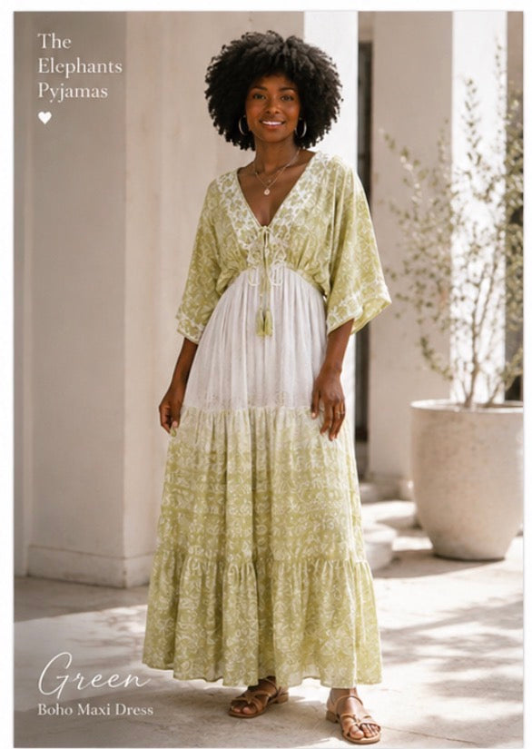 Womens Cotton Printed Maxi Dresses – Multi Colour