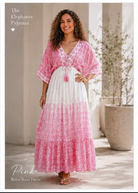 Womens Cotton Printed Maxi Dresses – Multi Colour