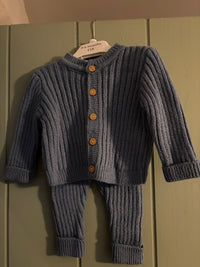 Two Piece Knitted Baby Outfit : Cardigan & Trousers