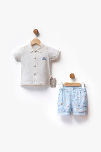 Baby Boy Car Motif Shirt & Matching Shorts Set – Designed to Move, Built for Play