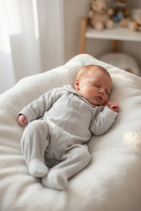 Grey Velour Sleepsuit- Premature/ Early/ Tiny Baby 3-5Lbs