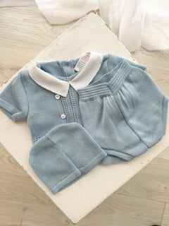 Beautiful Fine Knit 100% Cotton Blue 3 Piece Set