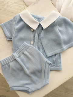 Beautiful Fine Knit 100% Cotton Blue 3 Piece Set