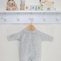 Grey Velour Sleepsuit- Premature/ Early/ Tiny Baby 3-5Lbs