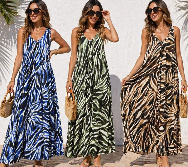 Tiger Cotton Lurex Parachute Maxi Dress