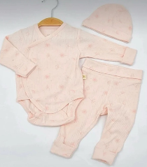 Baby pink Dandelion design 3 piece coming home outfit
