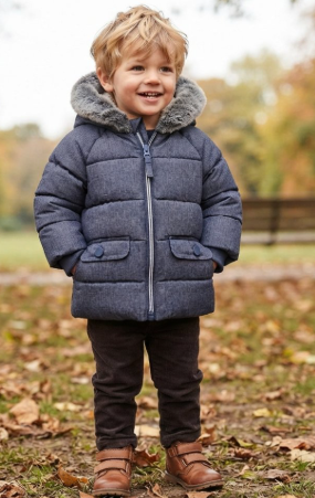 GX550: Blue Textured Padded Coat (12-24 Months)
