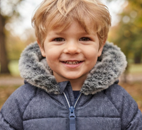 GX550: Blue Textured Padded Coat (12-24 Months)