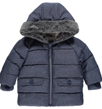 GX550: Blue Textured Padded Coat (12-24 Months)