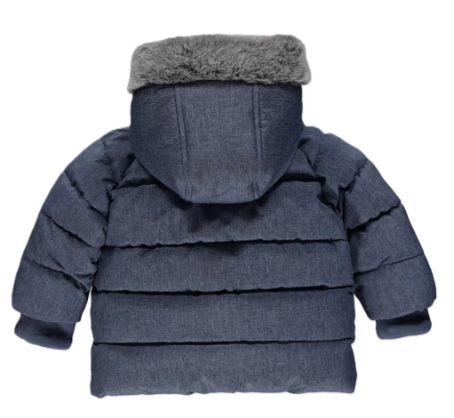 GX550: Blue Textured Padded Coat (12-24 Months)