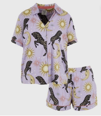 Chelsea Peers- Celestial Zebra Print Button Up Shorts Pyjama Set