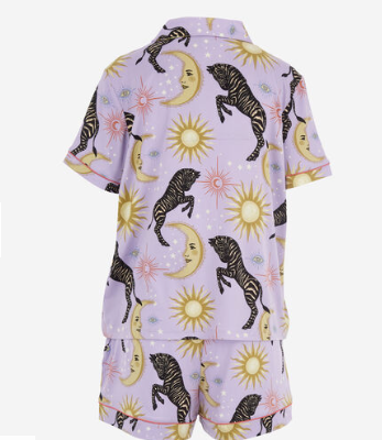 Chelsea Peers- Celestial Zebra Print Button Up Shorts Pyjama Set