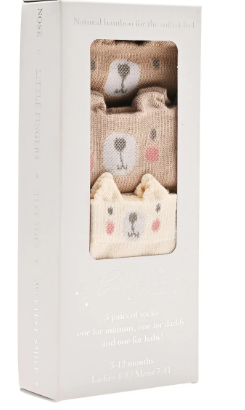 Bambino Socks Mini Me Bear Family Pack of 3 Pairs