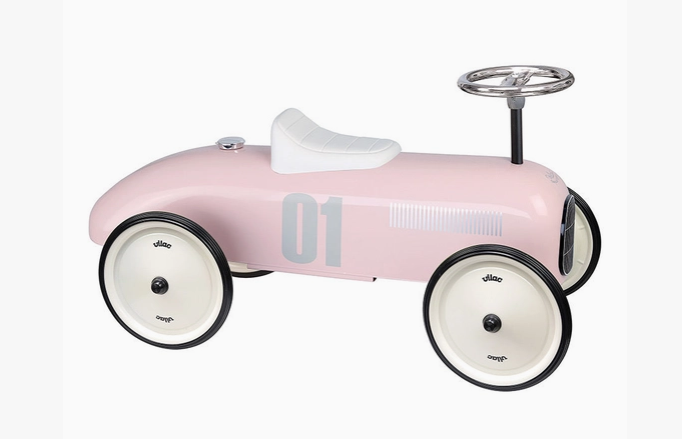 Vilac Metal British Baby Pink Ride-On Car Vintage Style