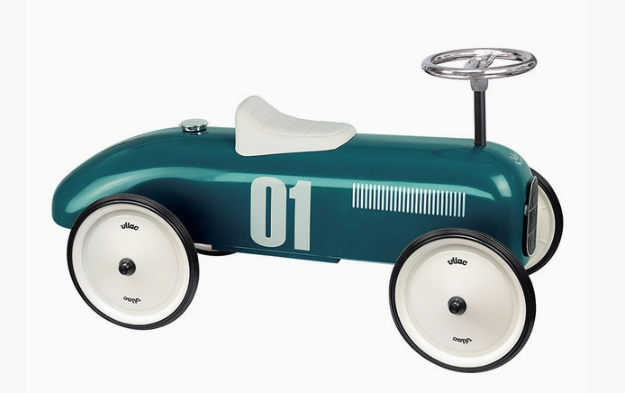 Vilac Metal British Petrol Blue Ride-On Car Vintage Style
