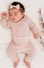 Baby pink two piece crossover outfit age 0-1 month