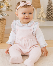 Two Piece Baby pink dungaree set - Age Newborn - 1 month