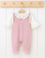 Two Piece Pink dungaree set - Age Newborn - 1 month