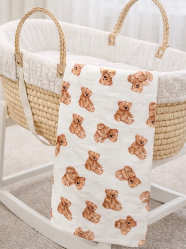 Teddy Bear Muslin Blanket