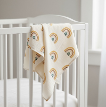 Rainbow Muslin Blanket (Beige)