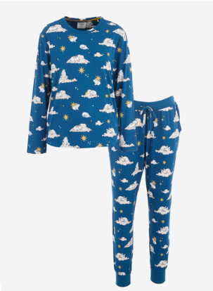 Blue Cloud Bunny Pattern Pyjama Set