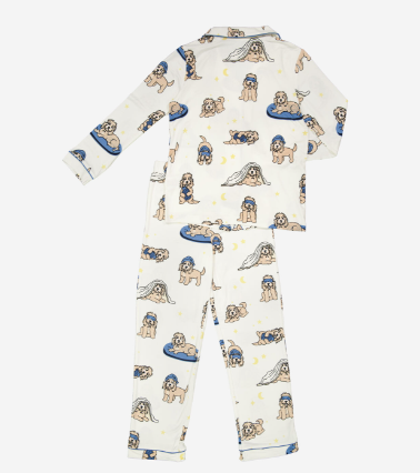 Cream Sleepy Pup Kids Pyjama Set - Chelsea Peers