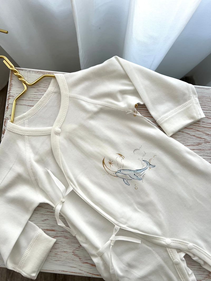 Whale Design Kimono Bodysuit