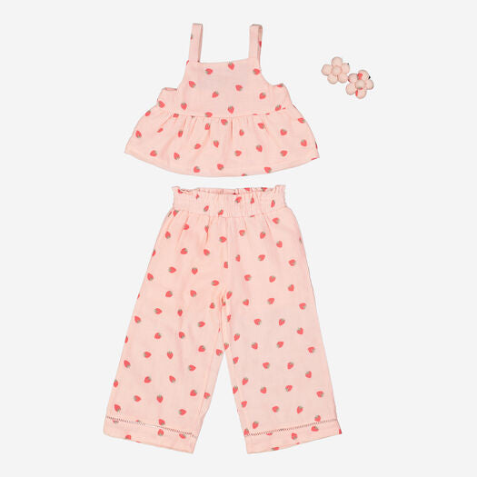 Four Piece Strawberry Pink Strawberry Trouser set