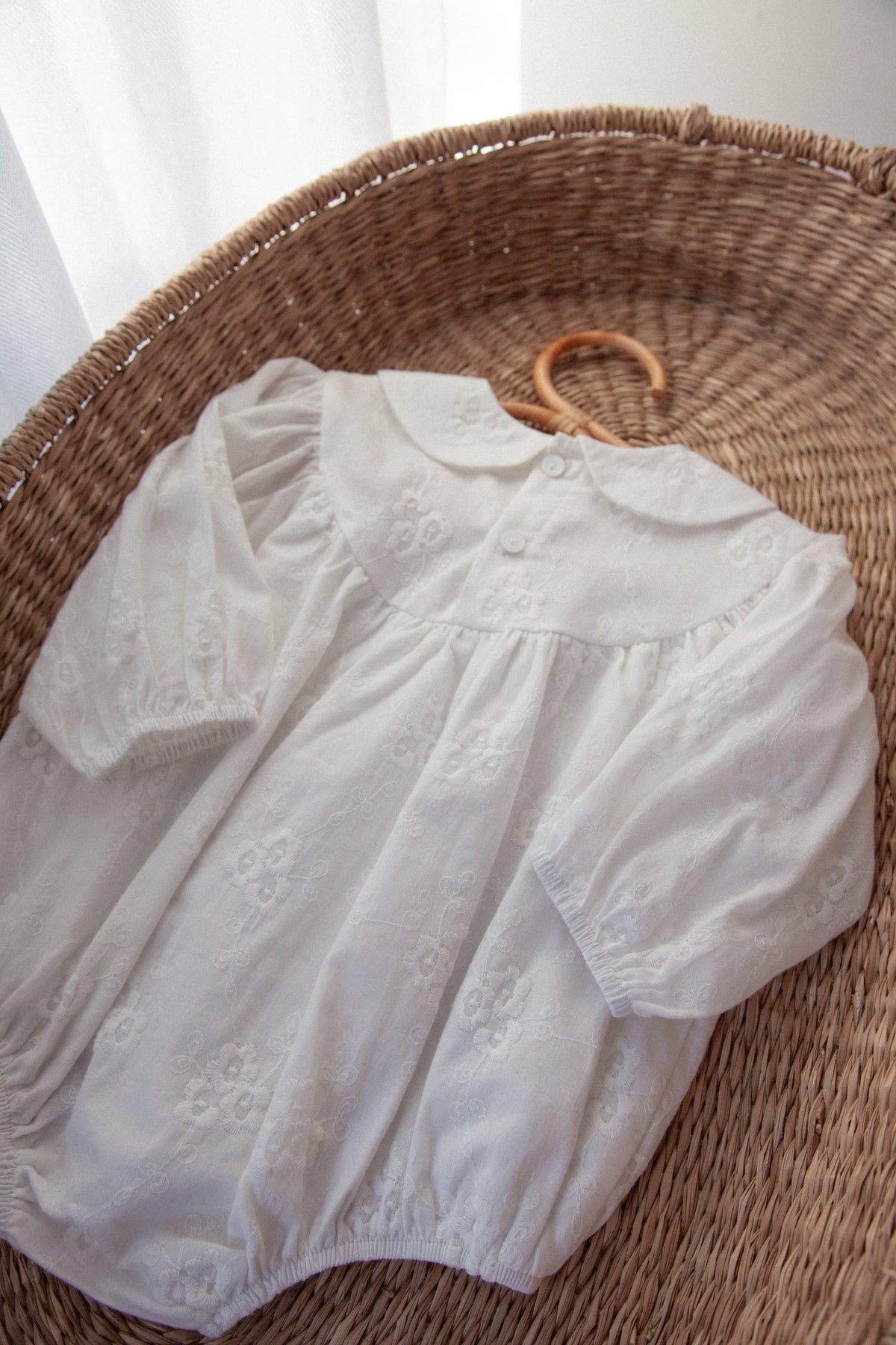 Minnie & Monty - White/Embroidered Long Sleeve Romper