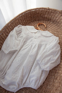 Minnie & Monty - White/Embroidered Long Sleeve Romper