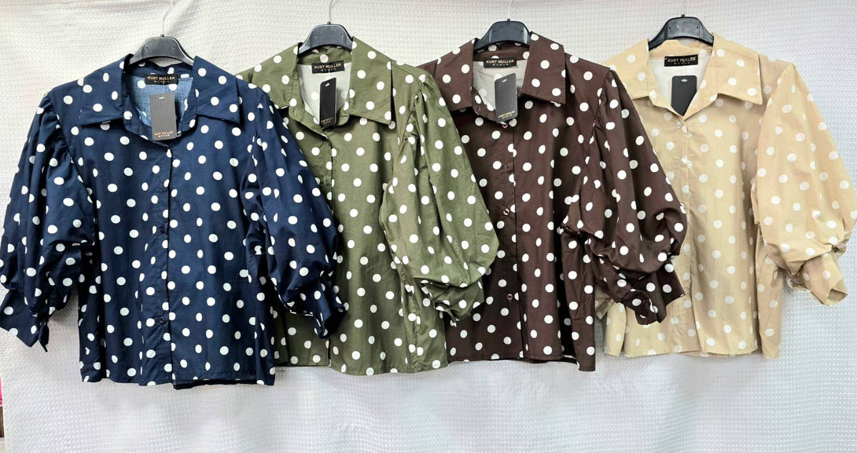 Polka Dot Puff Sleeve Blouse