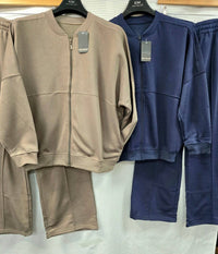 Two Piece Scuba Wide Leg Cotton Lounge Set