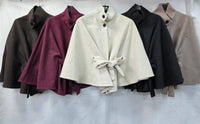Belted Collar Cape Coat