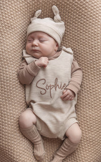 Beige Baby Romper- Hello World Romper