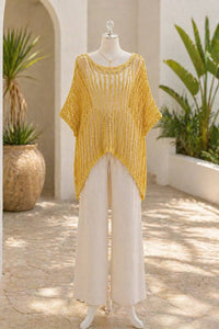 Italian Cotton Mesh Knit Top – Lightweight Beach Cover-Up | Oversized Summer Layering UK