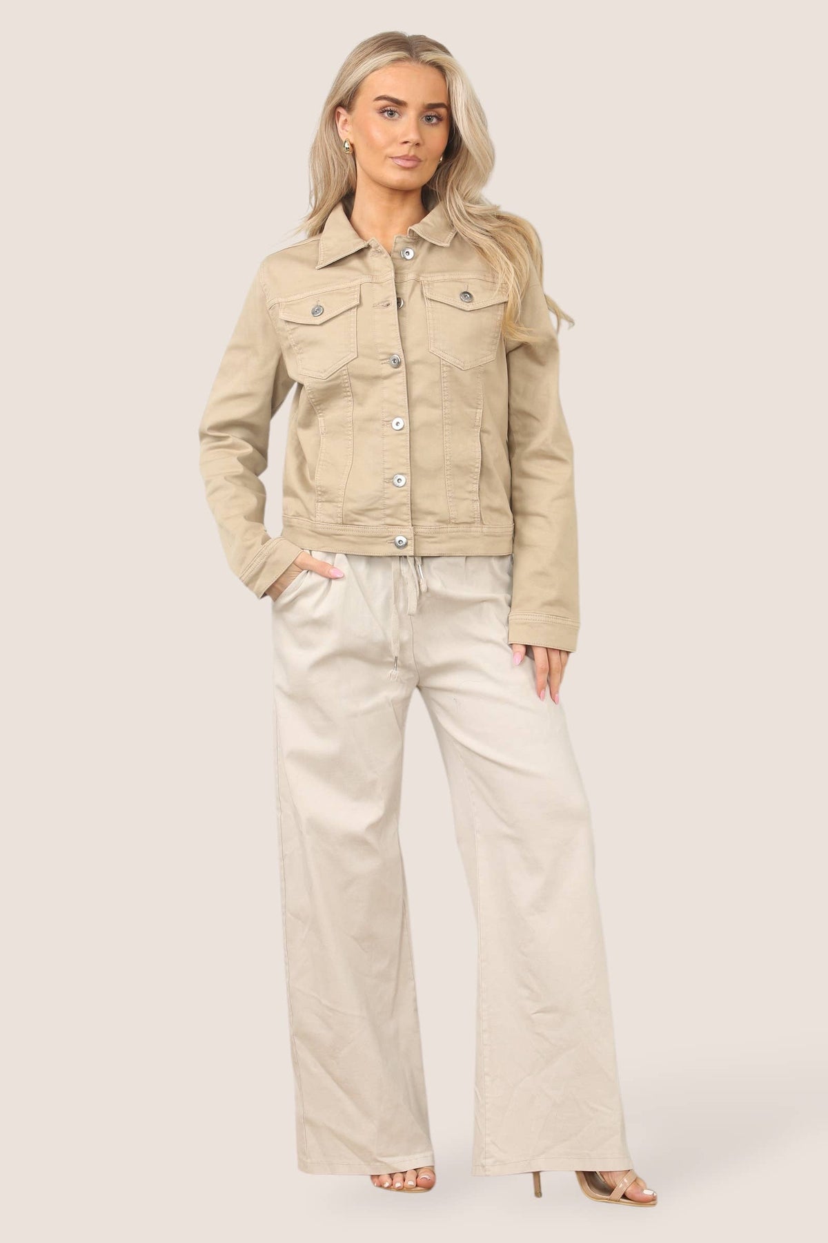 Kurt Muller Light Mocha Brown Denim Cotton Stretch Jacket