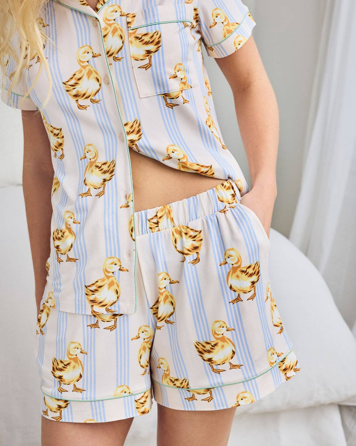 Fluffy Ducklings Stripe Short Pyjama Set