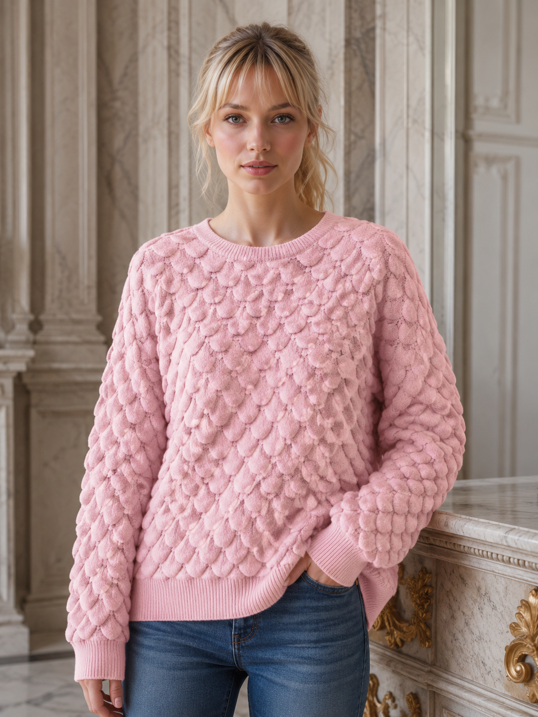 Textured Scallop Knit Jumper