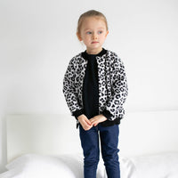 Unisex Grey Leopard Kids Bomber Jacket – Lightweight Fleece