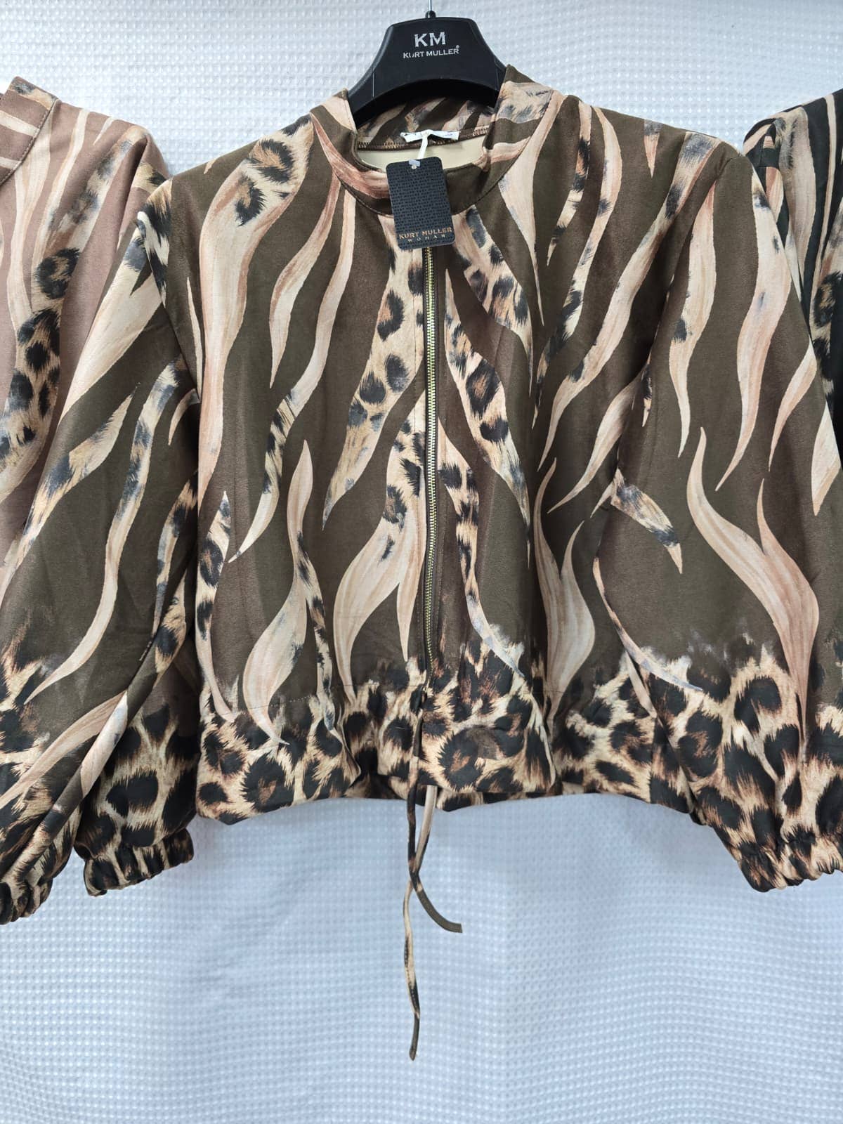 Contrast Wave Suedette Bomber Jacket