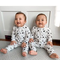 Panda Print Footless Zipped Baby Jumpsuit