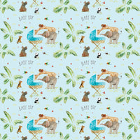 New Baby Blue Gift Wrap - Jungle Animals - 25 flat sheets