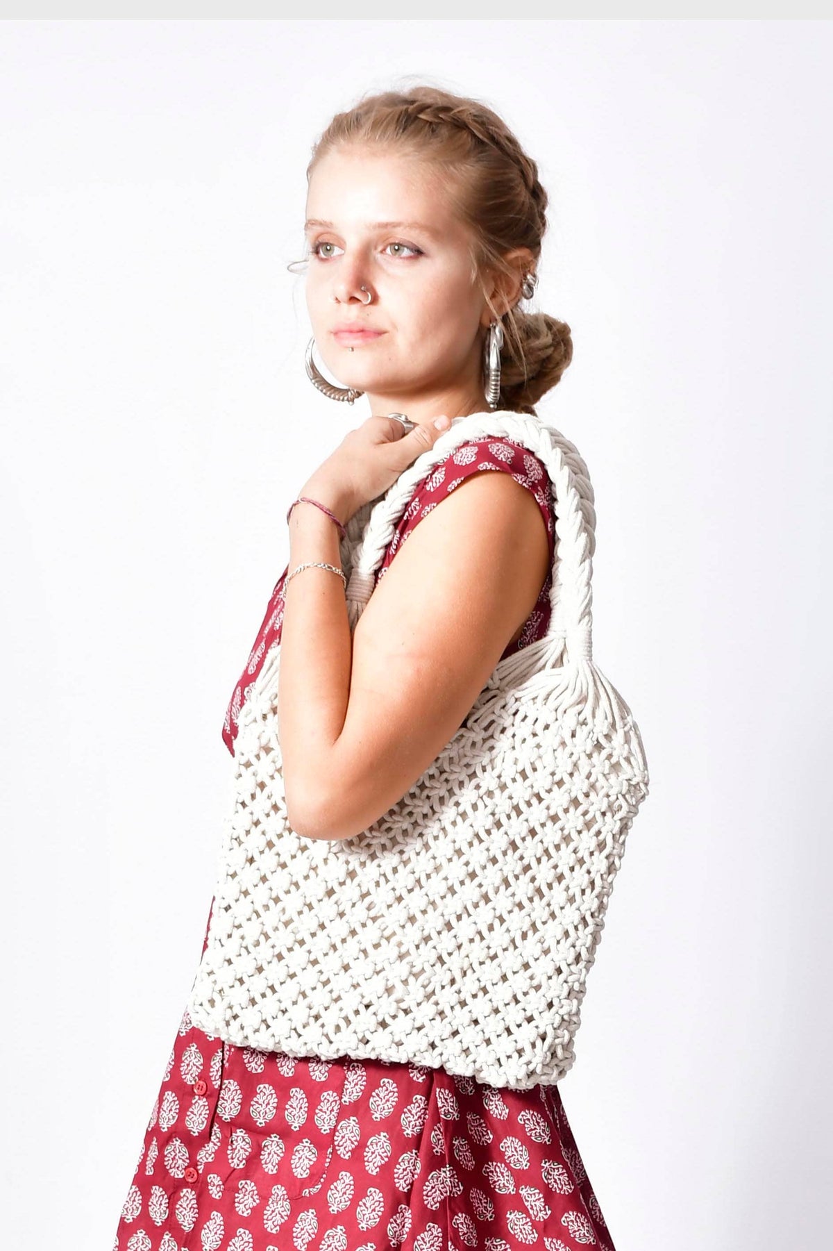 EcoChic Macrame Tote Bag_Bohemian Eco-friendly Handbag