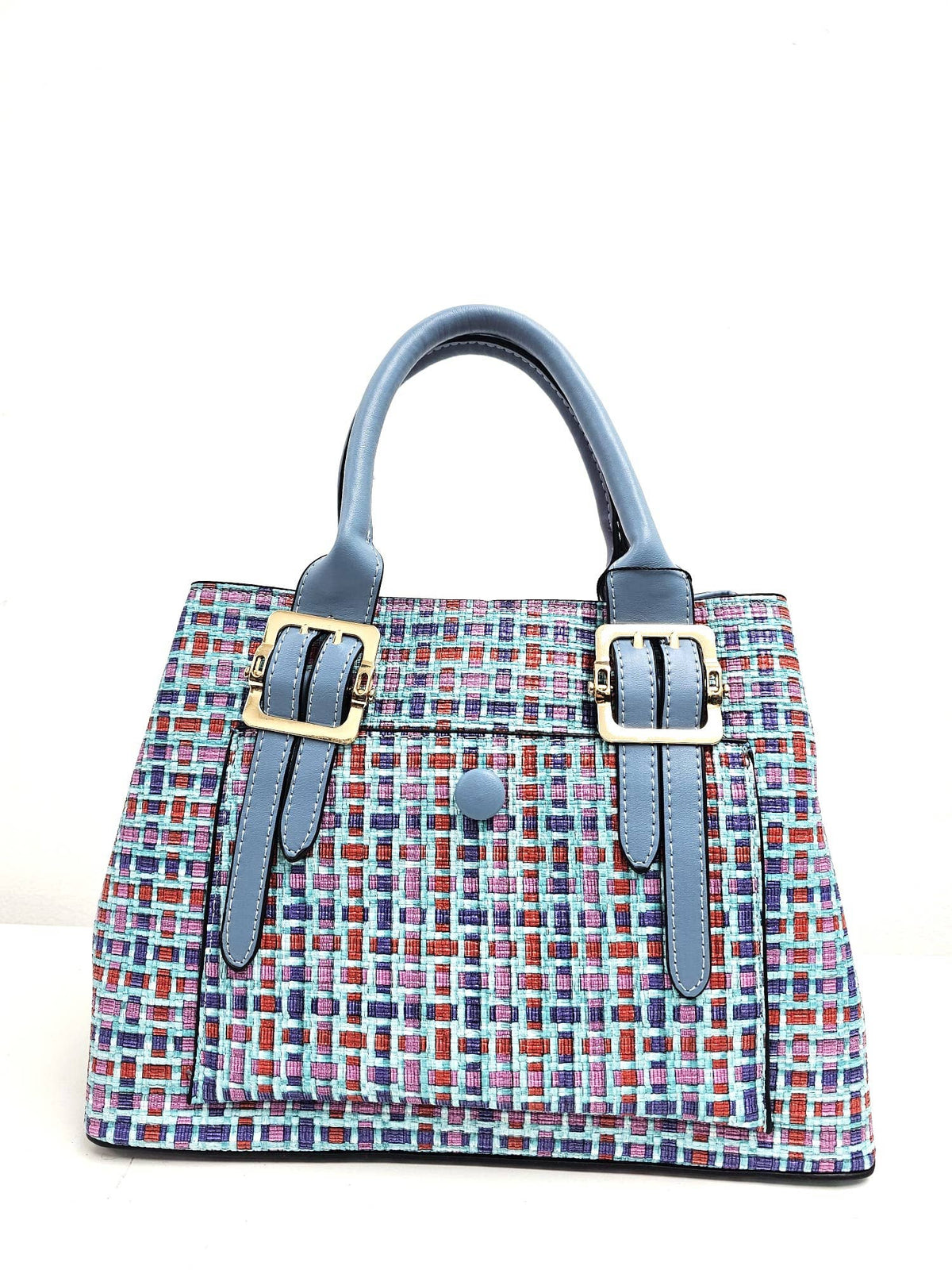 Medium Size Multicolour Front Pocket Two-toned Tote Bag