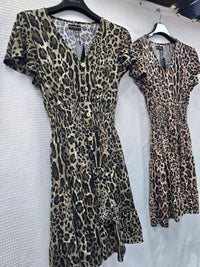Jaguar Animal Print V Midi Dress