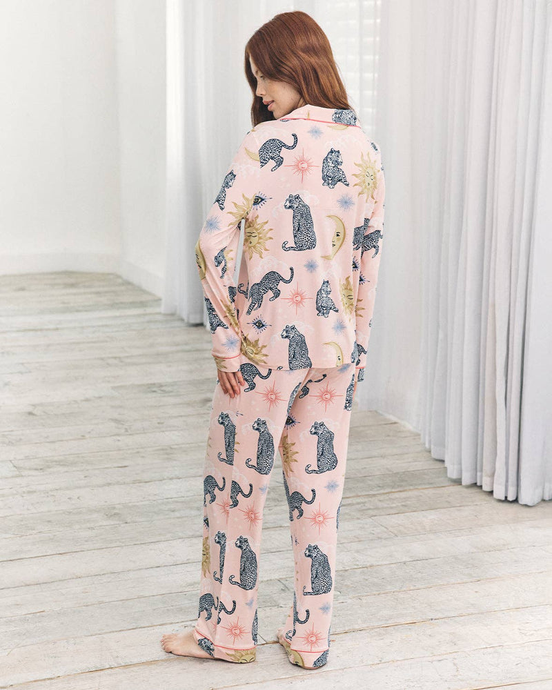 Chelsea Peers - Celestial Leopard Print Button Up Long Pyjama Set