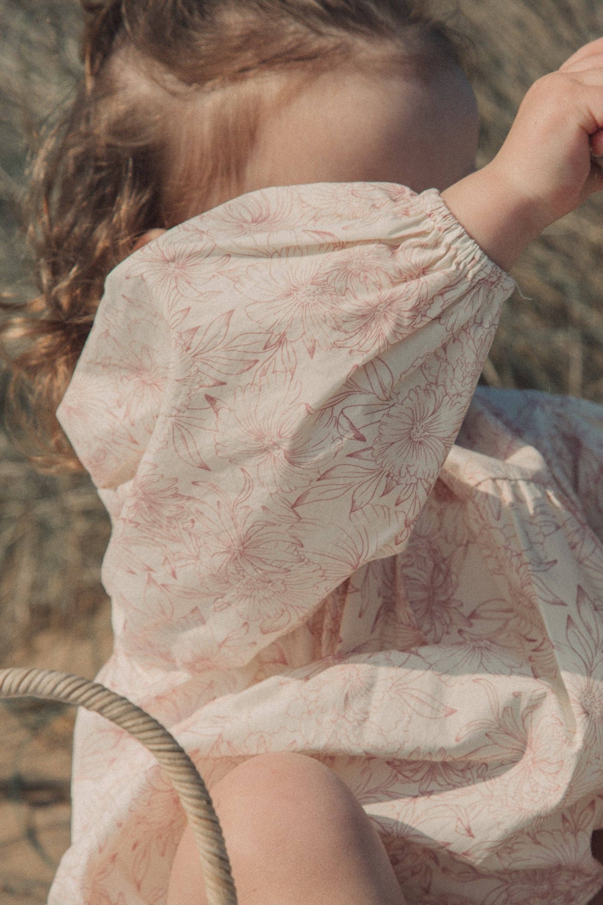 Pink/Toile Floral Long Puff Sleeve Romper