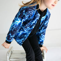 Unisex Kids Lightning Bomber Jacket – Lightweight Fleece