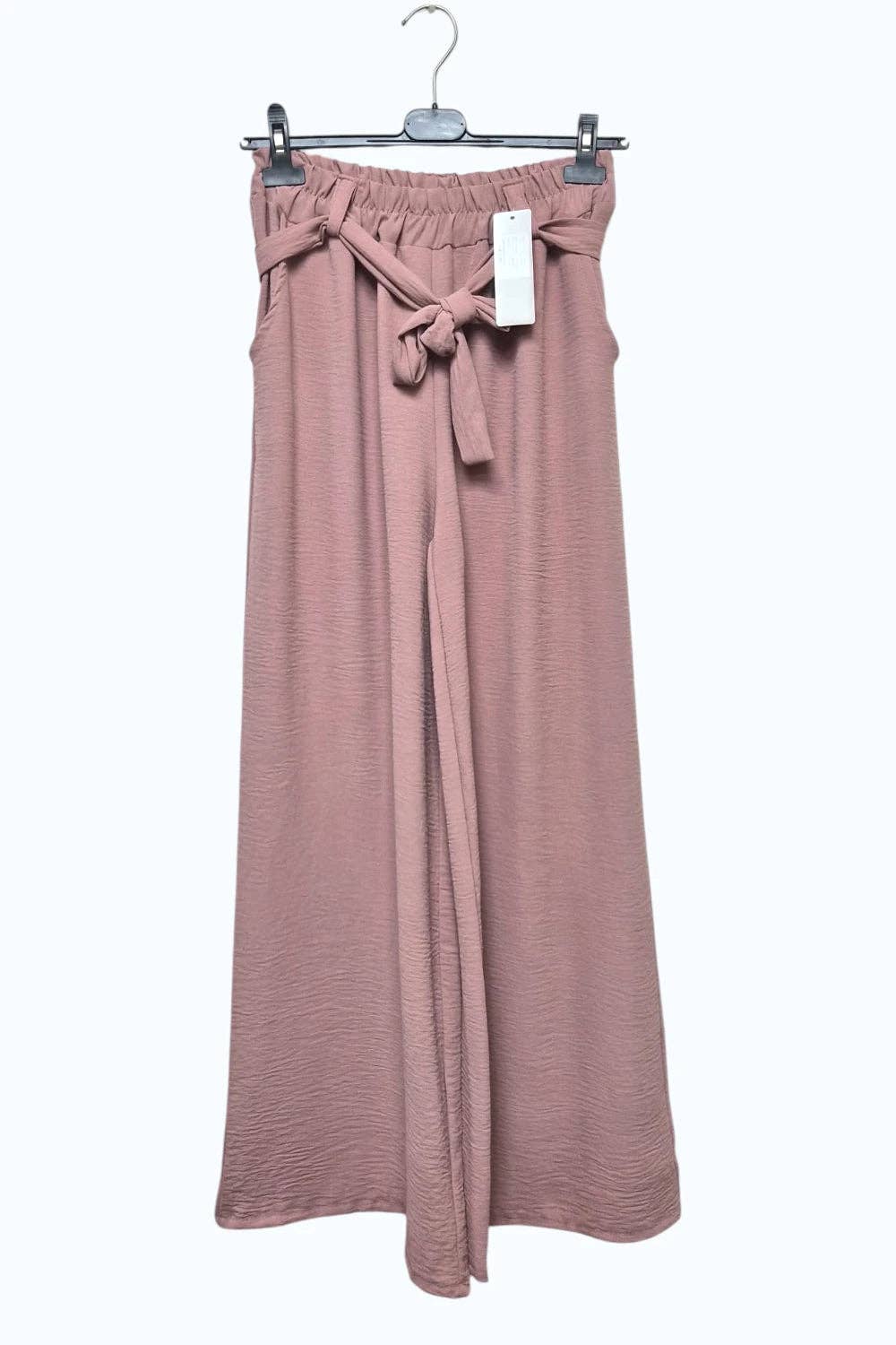 Italian Womens Belted Strap Wide Leg Palazzo Trousers