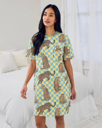 Organic Cotton Checkerboard Leopards Print Nightshirt